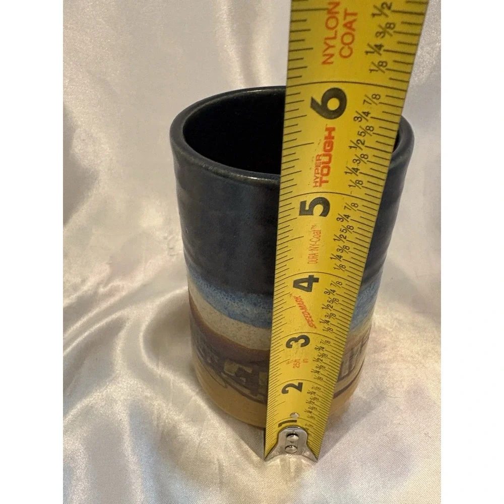 Signed STUDIO Art POTTERY NORTHWEST SKYLINE Tumbler 12oz Landscape Beautiful